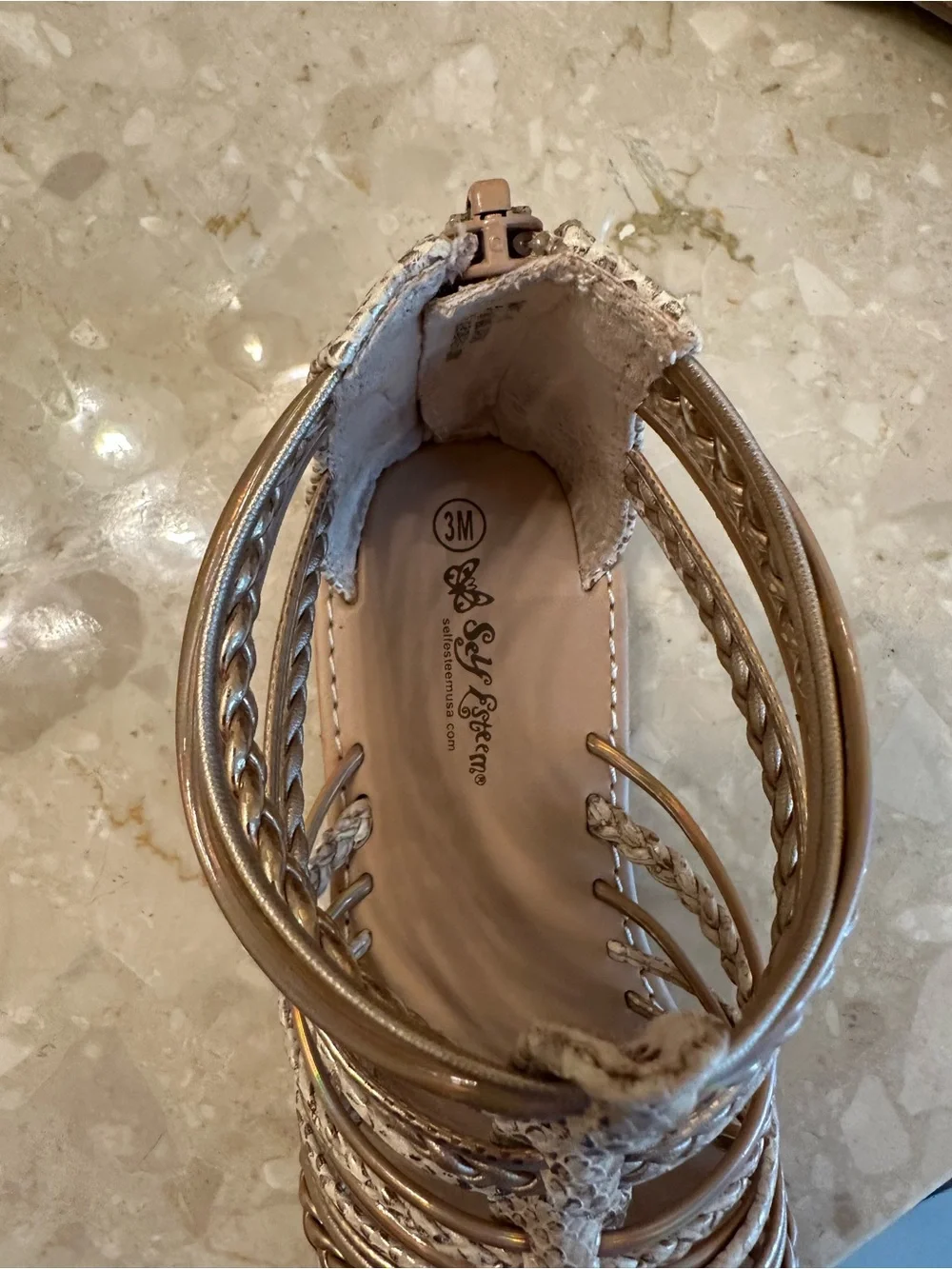 Girls Metallic Gold Braided Gladiator Sandals - Kids